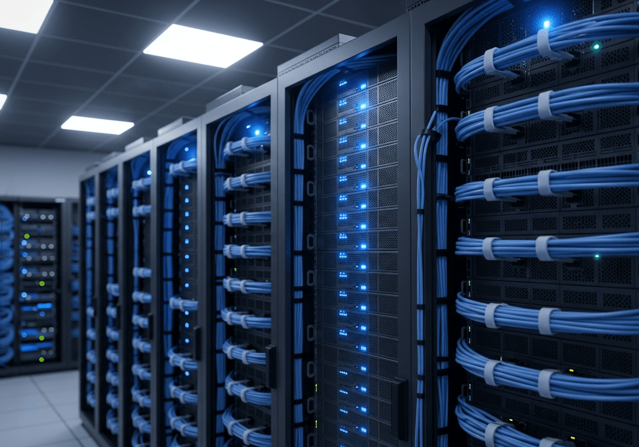Server room with network infrastructure
